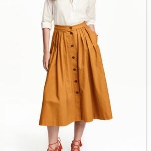 100% Cotton Midi Skirt with Pockets